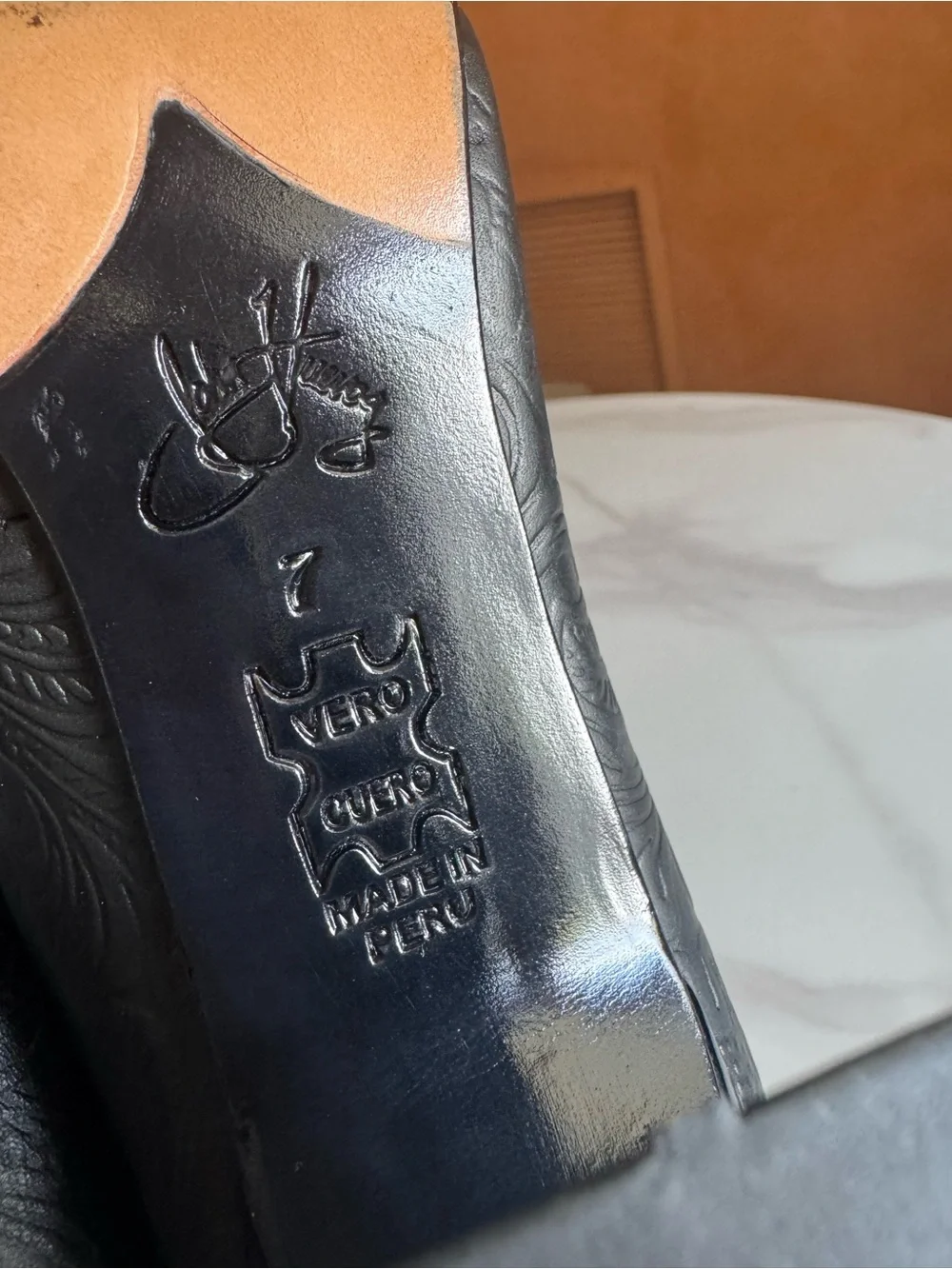 John Fluevog Malala Big Presence Black Embossed Leather Mary Jane Heels 7